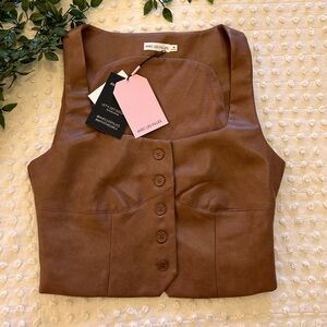 Corset Brown Faux Leather Vest